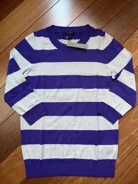 NWT J. Crew 3/4 Sleeve Striped Pocket Sweater